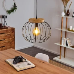 Style Boho-Chic-hofstein Suspension Refresco Bois foncé, Noir, 1 lumière