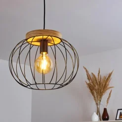 Style Boho-Chic-hofstein Suspension Refresco Bois foncé, Noir, 1 lumière