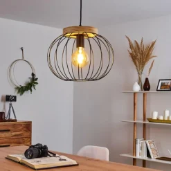 Style Boho-Chic-hofstein Suspension Refresco Bois foncé, Noir, 1 lumière