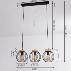 Lampes Vintages & Rétros-hofstein Suspension Refresco Noir, 3 lumières