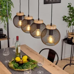 Lampes Industrielles-hofstein Suspension Reiden Noir, 4 lumières
