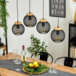 Lampes Industrielles-hofstein Suspension Reiden Noir, 4 lumières