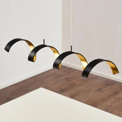 Lampes Dorées-hofstein Suspension Rezat LED Noir doré, 1 lumière