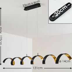 Lampes Dorées-hofstein Suspension Rezat LED Noir doré, 6 lumières