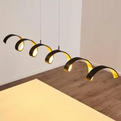Lampes Dorées-hofstein Suspension Rezat LED Noir doré, 6 lumières
