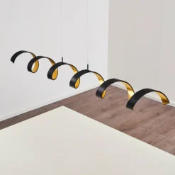 Lampes Dorées-hofstein Suspension Rezat LED Noir doré, 6 lumières