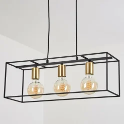 Lampes Vintages & Rétros-hofstein Suspension Rhazuns Laiton, Noir, 3 lumières