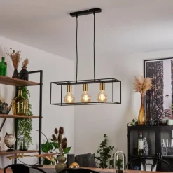 Lampes Vintages & Rétros-hofstein Suspension Rhazuns Laiton, Noir, 3 lumières
