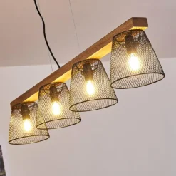 Luminaires Rustiques-hofstein Suspension Rhodes Bois foncé, Noir, 4 lumières