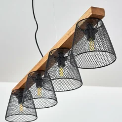 Luminaires Rustiques-hofstein Suspension Rhodes Bois foncé, Noir, 4 lumières