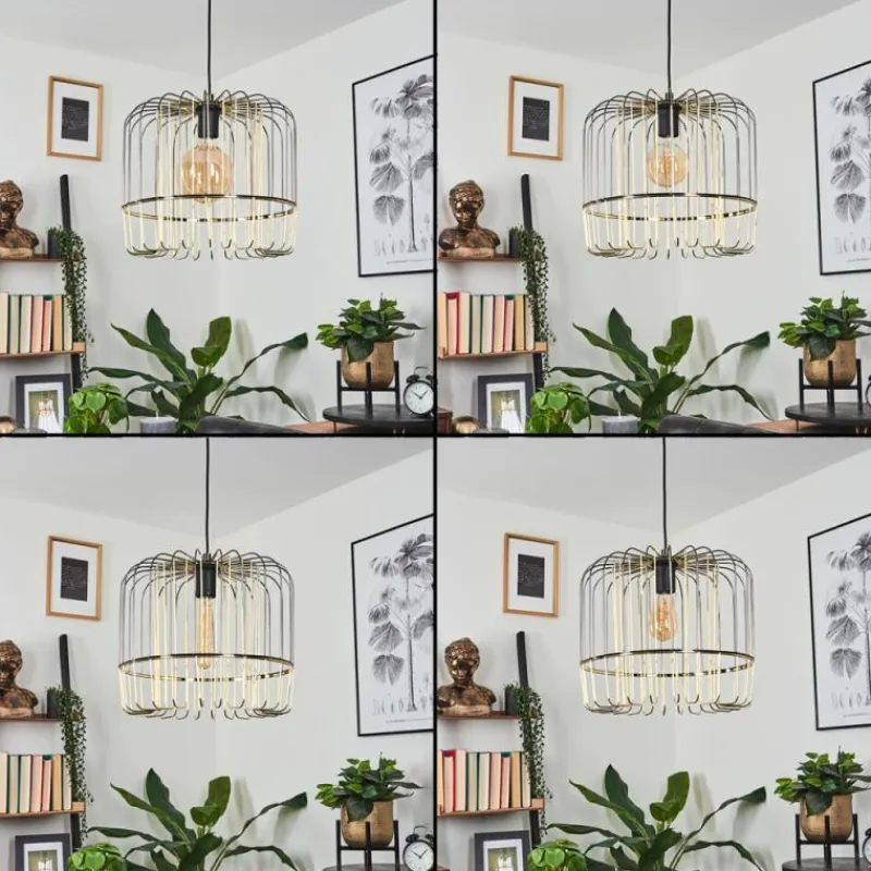 Lampes Dorées-hofstein Suspension Ribellasca Noir, 1 lumière