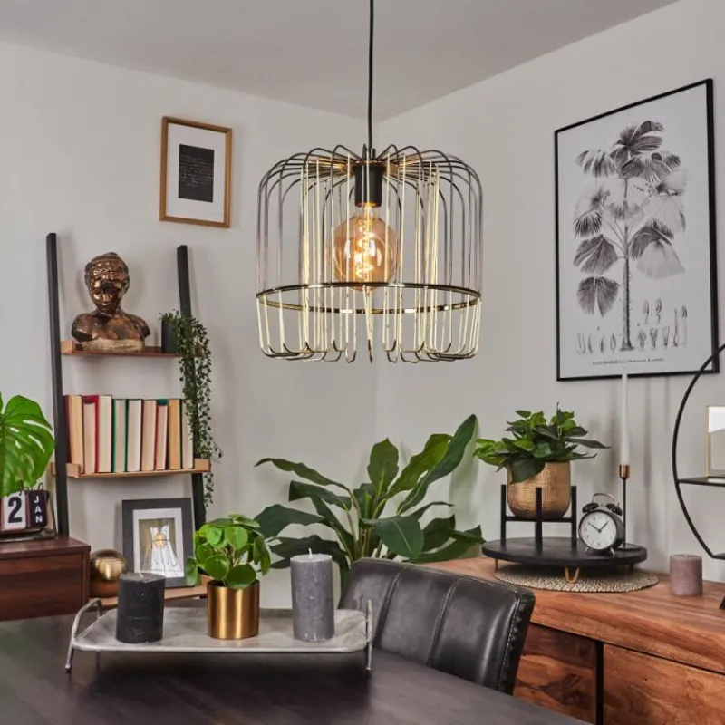 Lampes Dorées-hofstein Suspension Ribellasca Noir, 1 lumière