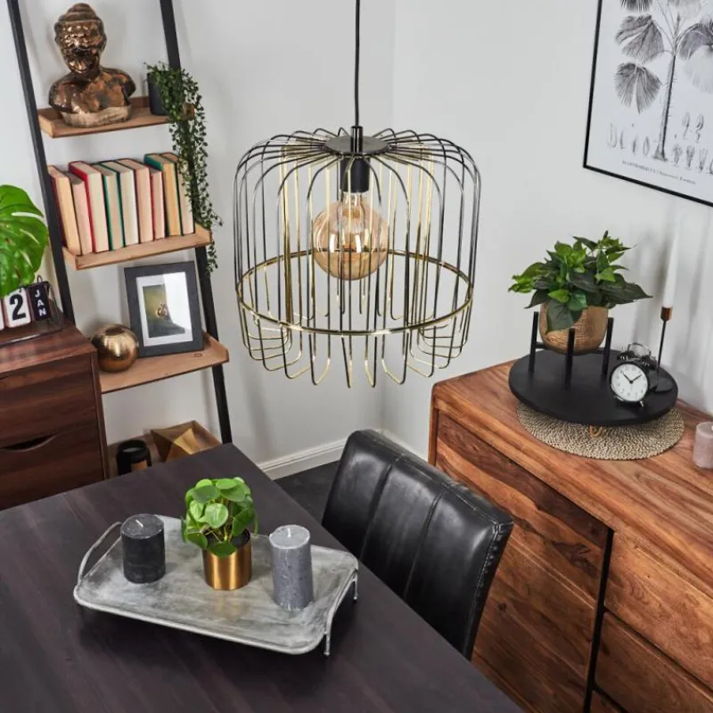 Lampes Dorées-hofstein Suspension Ribellasca Noir, 1 lumière