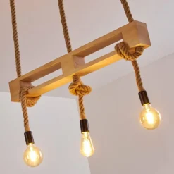 Luminaires Scandinaves-hofstein Suspension Riekje Brun, Bois clair, Noir, 3 lumières