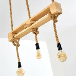Luminaires Scandinaves-hofstein Suspension Riekje Brun, Bois clair, Noir, 3 lumières