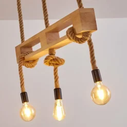 Luminaires Scandinaves-hofstein Suspension Riekje Brun, Bois clair, Noir, 3 lumières