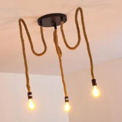 Luminaires Scandinaves-hofstein Suspension Riekje Brun, Noir, 3 lumières