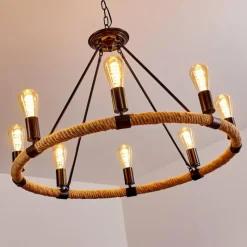 Lampes Vintages & Rétros-hofstein Suspension Riekje Brun, Noir, 8 lumières