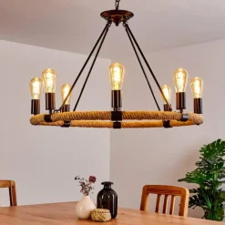 Lampes Vintages & Rétros-hofstein Suspension Riekje Brun, Noir, 8 lumières