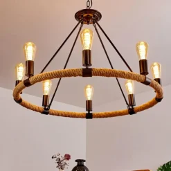 Lampes Vintages & Rétros-hofstein Suspension Riekje Brun, Noir, 8 lumières