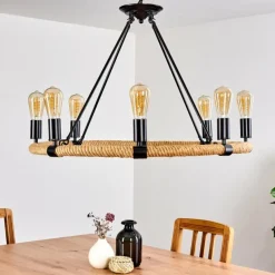 Lampes Vintages & Rétros-hofstein Suspension Riekje Brun, Noir, 8 lumières