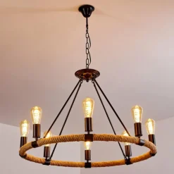Lampes Vintages & Rétros-hofstein Suspension Riekje Brun, Noir, 8 lumières
