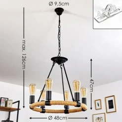 Lampes Vintages & Rétros-hofstein Suspension Riekje Brun, Noir, 6 lumières