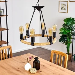 Lampes Vintages & Rétros-hofstein Suspension Riekje Brun, Noir, 6 lumières