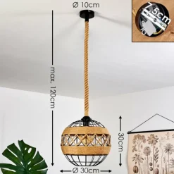Style Boho-Chic-hofstein Suspension Riekje Brun, Noir, 1 lumière