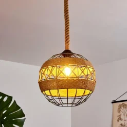 Style Boho-Chic-hofstein Suspension Riekje Brun, Noir, 1 lumière