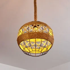 Style Boho-Chic-hofstein Suspension Riekje Brun, Noir, 1 lumière
