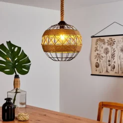 Style Boho-Chic-hofstein Suspension Riekje Brun, Noir, 1 lumière