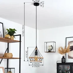 Style Boho-Chic-hofstein Suspension Riekje Écru, Noir, 1 lumière