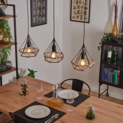 Style Boho-Chic-hofstein Suspension Riekje Noir, 3 lumières