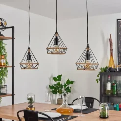 Style Boho-Chic-hofstein Suspension Riekje Noir, 3 lumières