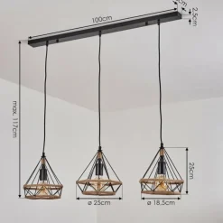 Style Boho-Chic-hofstein Suspension Riekje Noir, 3 lumières