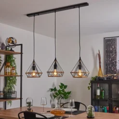 Style Boho-Chic-hofstein Suspension Riekje Noir, 3 lumières