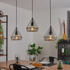 Style Boho-Chic-hofstein Suspension Riekje Noir, 3 lumières
