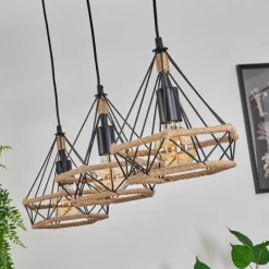 Style Boho-Chic-hofstein Suspension Riekje Noir, 3 lumières