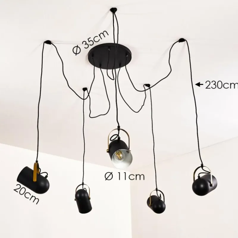 Lampes Dorées-hofstein Suspension Riex Noir doré, 5 lumières