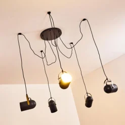 Lampes Dorées-hofstein Suspension Riex Noir doré, 5 lumières