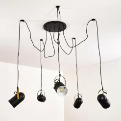 Lampes Dorées-hofstein Suspension Riex Noir doré, 5 lumières