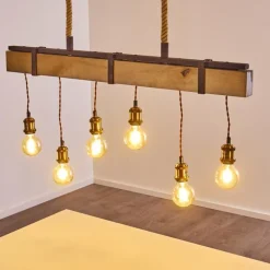 Lampes Vintages & Rétros-hofstein Suspension Rimforsa Brun, Rouille, 6 lumières
