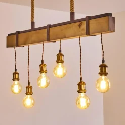 Lampes Vintages & Rétros-hofstein Suspension Rimforsa Brun, Rouille, 6 lumières