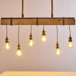 Lampes Vintages & Rétros-hofstein Suspension Rimforsa Brun, Rouille, 6 lumières