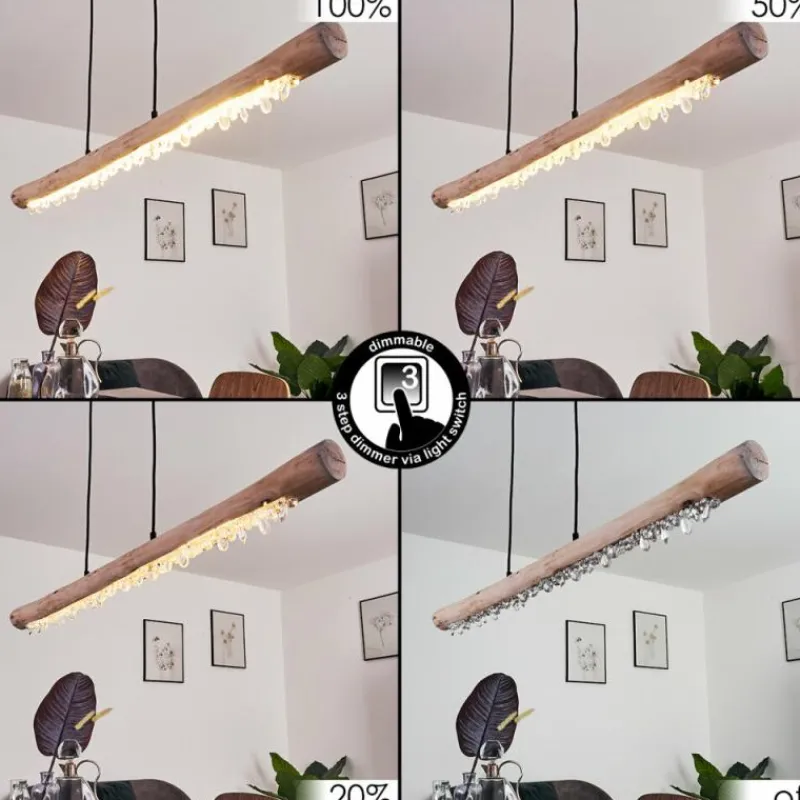 Luminaires Scandinaves-hofstein Suspension Rodeche LED Bois clair, Noir, 1 lumière