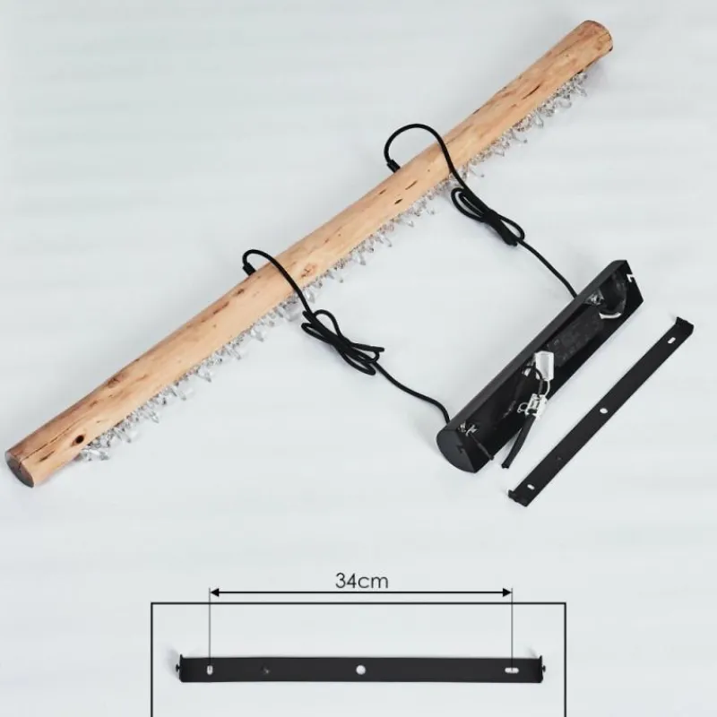 Luminaires Scandinaves-hofstein Suspension Rodeche LED Bois clair, Noir, 1 lumière