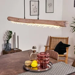 Luminaires Scandinaves-hofstein Suspension Rodeche LED Bois clair, Noir, 1 lumière