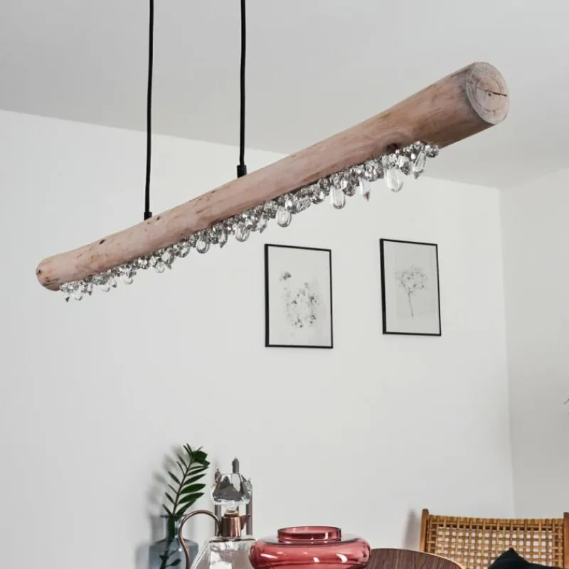 Luminaires Scandinaves-hofstein Suspension Rodeche LED Bois clair, Noir, 1 lumière