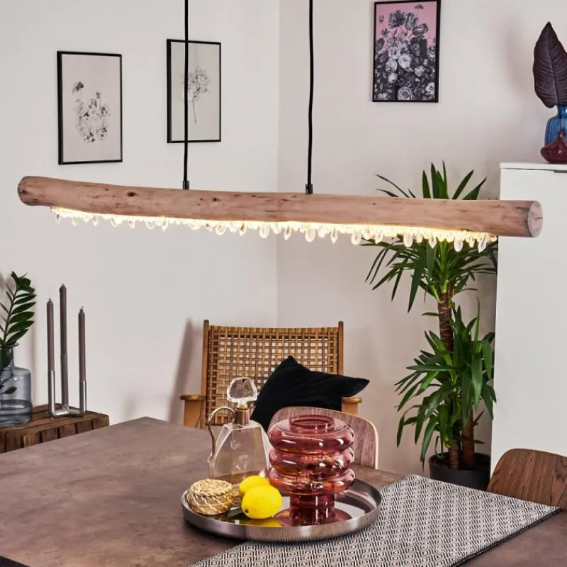 Luminaires Scandinaves-hofstein Suspension Rodeche LED Bois clair, Noir, 1 lumière